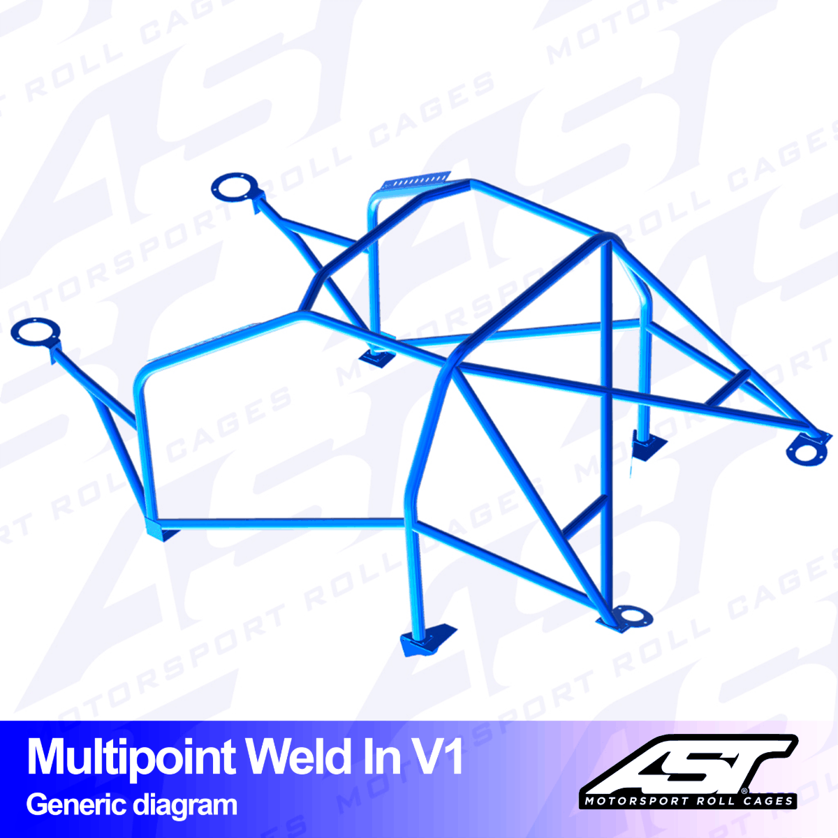 AST Rollcages V1 Weld-In 10-Point Roll Cage for VW Golf 4 3-Door, 4WD