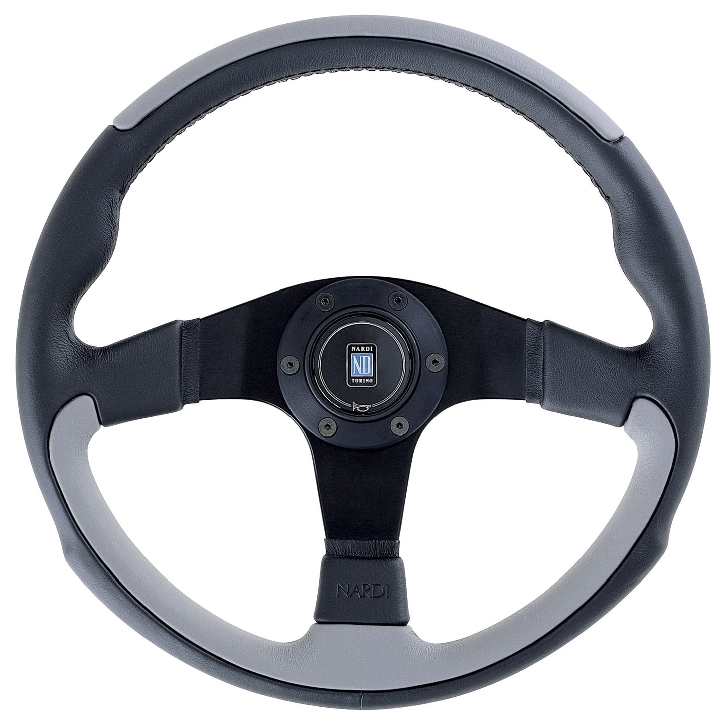 Nardi Leader Steering Wheel, Grey Leather, Black Spokes, Ã35 cm