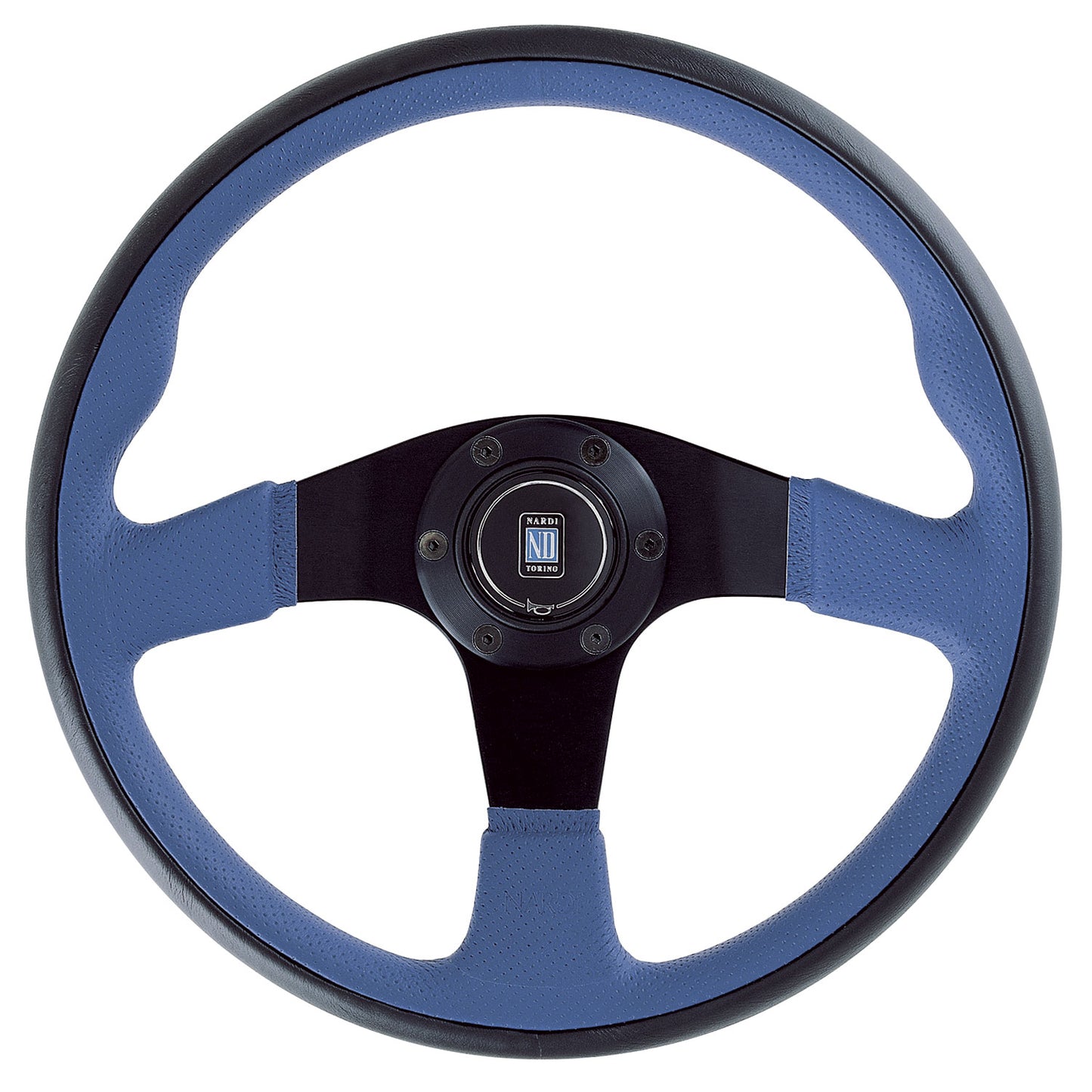 Nardi Twin Line Steering Wheel, Blue Leather, Black Spokes, Ã35 cm
