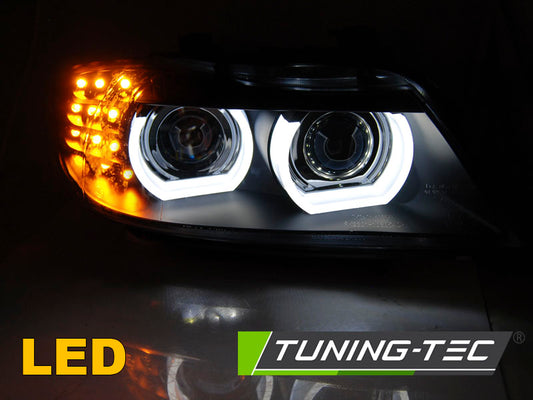 Coppia di Fari Anteriori 3D BMW Serie 3 E90 E91 2009-2011 Angel Eyes XENON