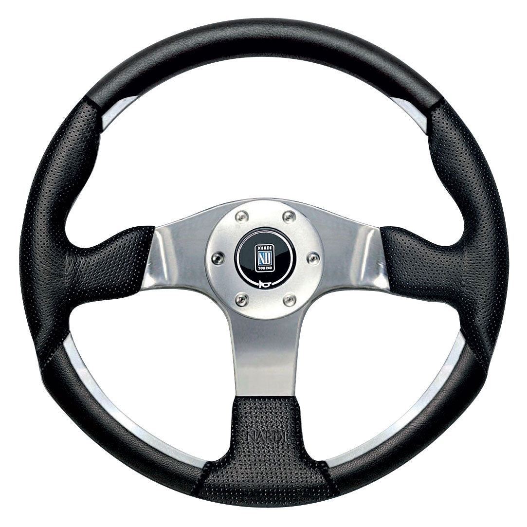 Nardi ND1 Steering Wheel, Black Perforated Leather, Chrome Spokes, Ã35 cm