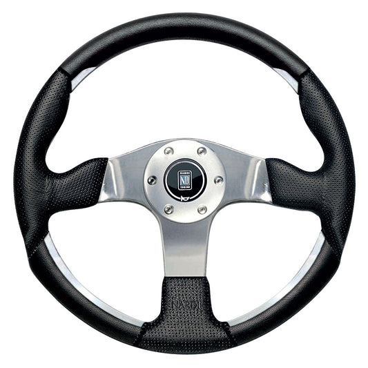 Nardi ND1 Steering Wheel, Black Perforated Leather, Chrome Spokes, Ã35 cm