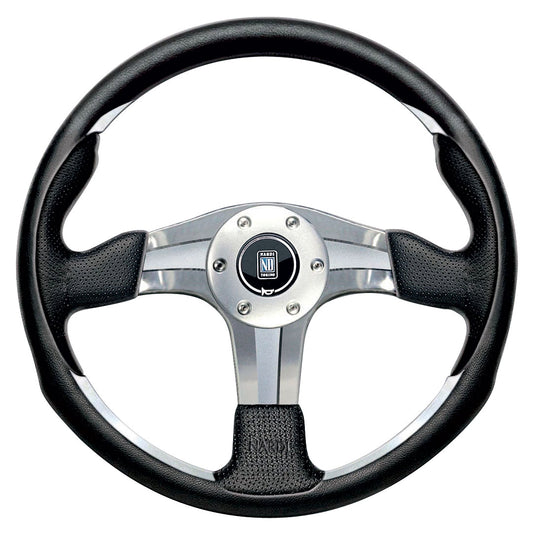 Nardi ND4 Steering Wheel, Black Leather, Chrome Spokes, Ã35 cm