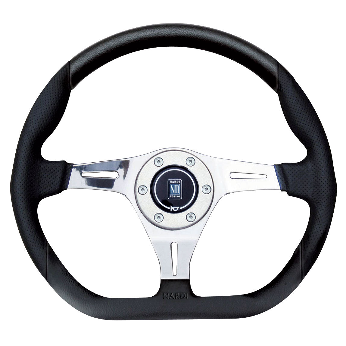 Nardi Kallista Steering Wheel, Black Perforated Leather, Chrome Spokes, Ã35 cm