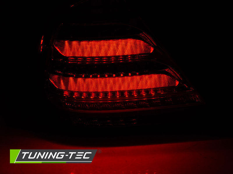 COPPIA FARI FANALI POSTERIORI MERCEDES W203 SEDAN 04-07 RED fumè LED BAR