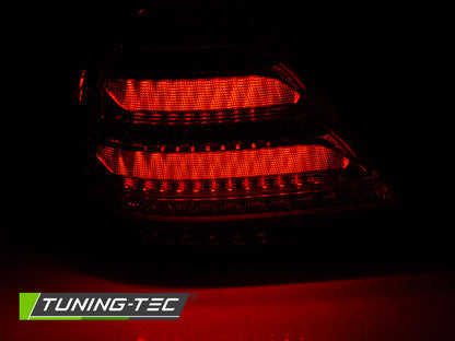COPPIA FARI FANALI POSTERIORI MERCEDES W203 SEDAN 04-07 RED fumè LED BAR
