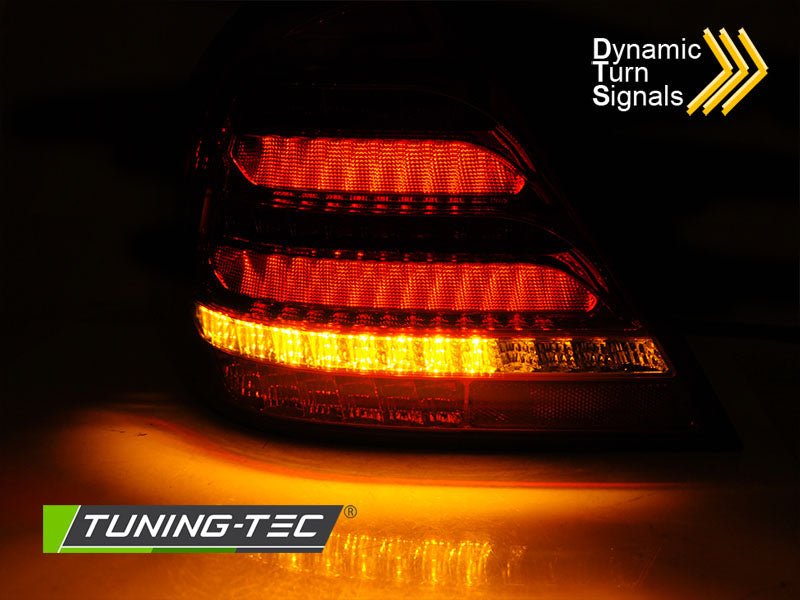 COPPIA FARI FANALI POSTERIORI MERCEDES W203 SEDAN 04-07 RED SMOKE LED BAR