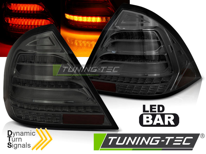 COPPIA FARI FANALI POSTERIORI MERCEDES W203 SEDAN 04-07 RED fumè LED BAR