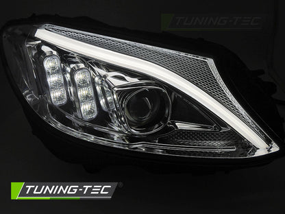 COPPIA FARI FANALI ANTERIORI TUBELIGHT LED CROMATO MERCEDES W205 2014 - 2018
