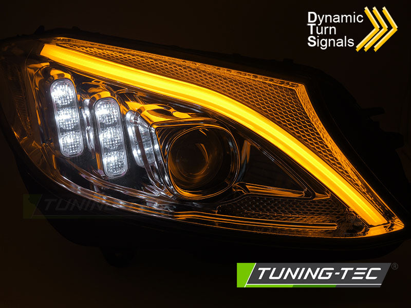 COPPIA FARI FANALI ANTERIORI TUBELIGHT LED CROMATO MERCEDES W205 2014 - 2018