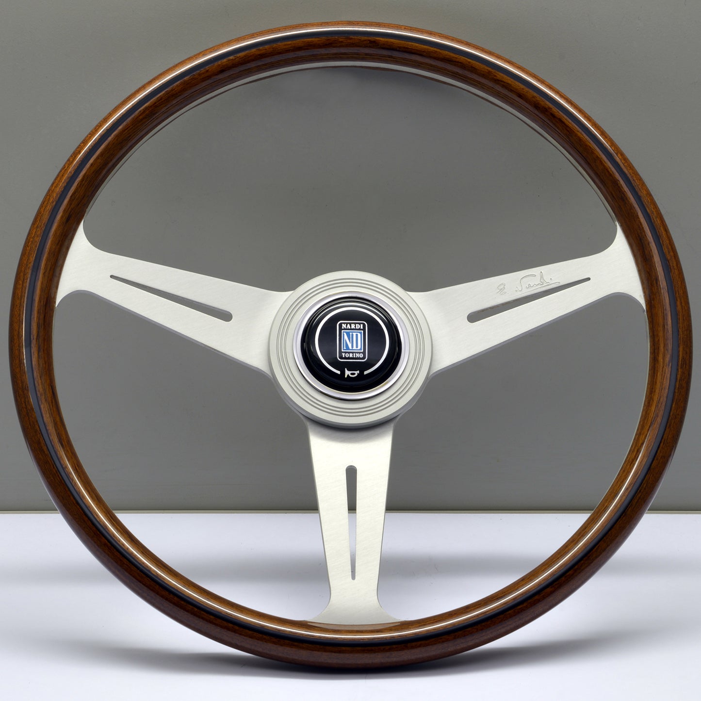 Nardi Classic ND36 Steering Wheel, Wood, Satin Spokes, 40 mm Dish (Large Hub)