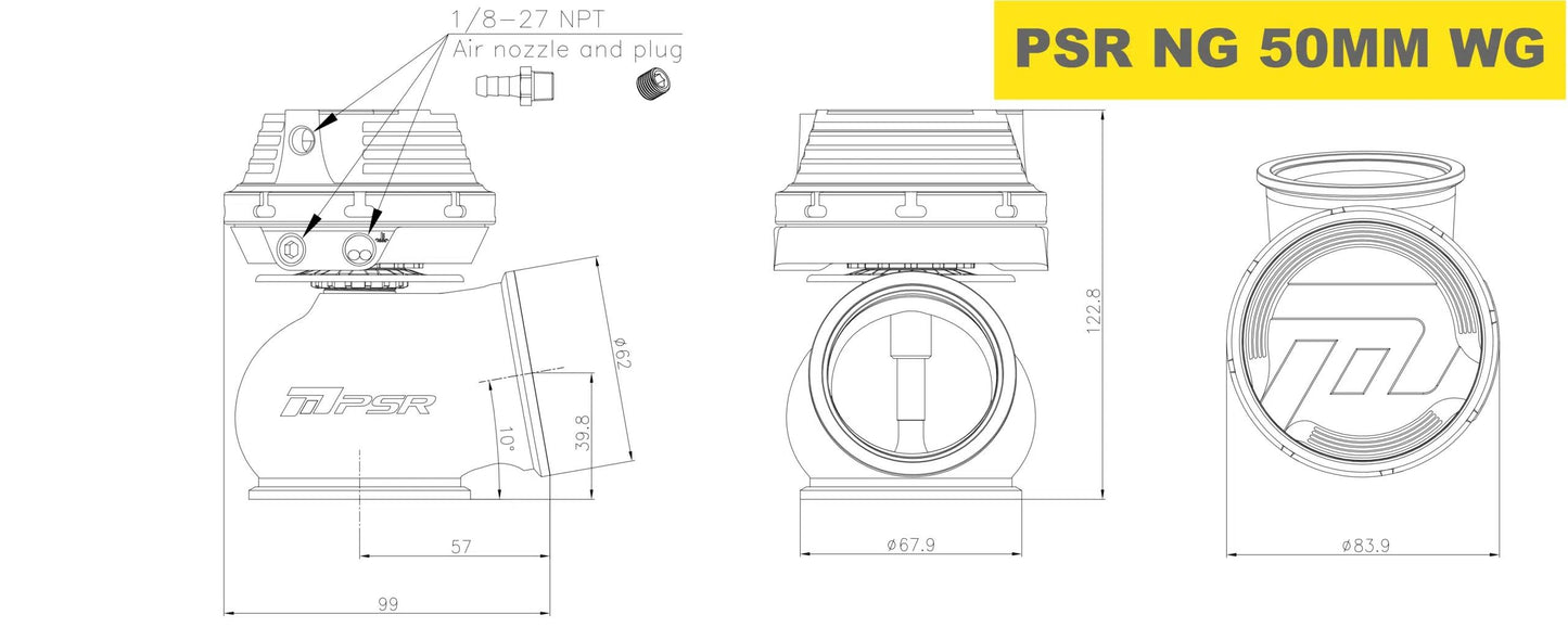 Pulsar PSR Wastegate esterna 50mm V-Band con molle