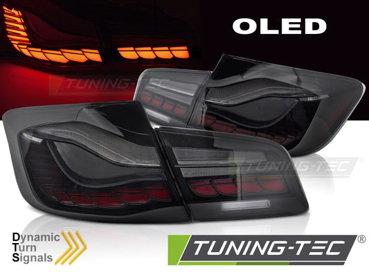 Coppia fari fanali posteriori OLED per BMW Serie 5 F10 2010 2017 black fumè