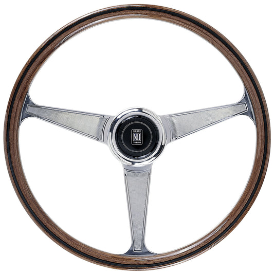 Nardi "Anni 60" Steering Wheel, Wood, Chrome Spokes, 45 mm Dish, Ã38 cm