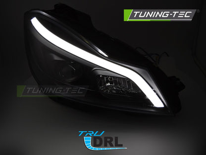 COPPIA FANALI FARI ANTERIORI TUBE LIGHT LED NERO DRL MERCEDES W204 2011 - 2014