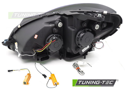 COPPIA FANALI FARI ANTERIORI TUBELIGHT LED CROMATI DRL MERCEDES W204 2011 - 2014