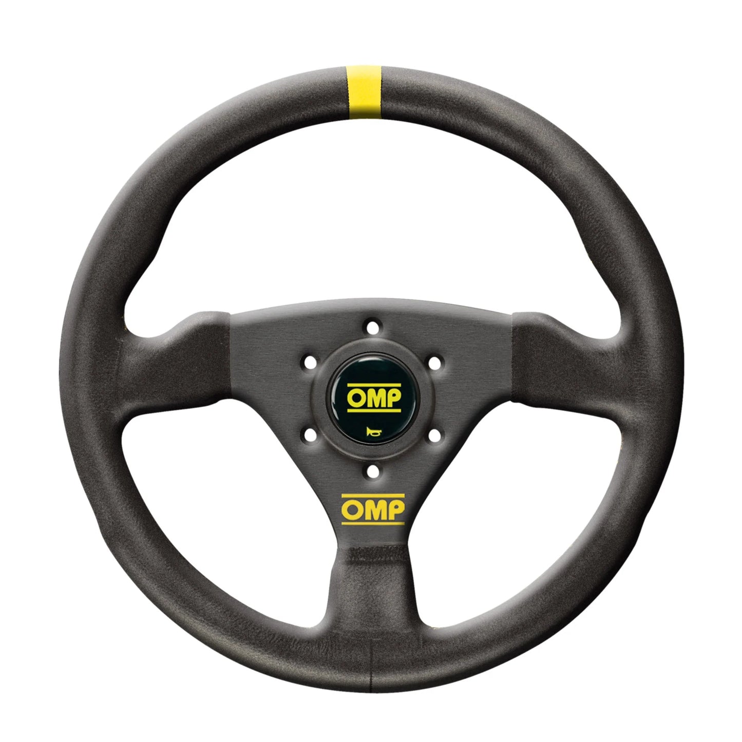 OMP Trecento Steering Wheel (Flat), Black Suede, Black Spokes