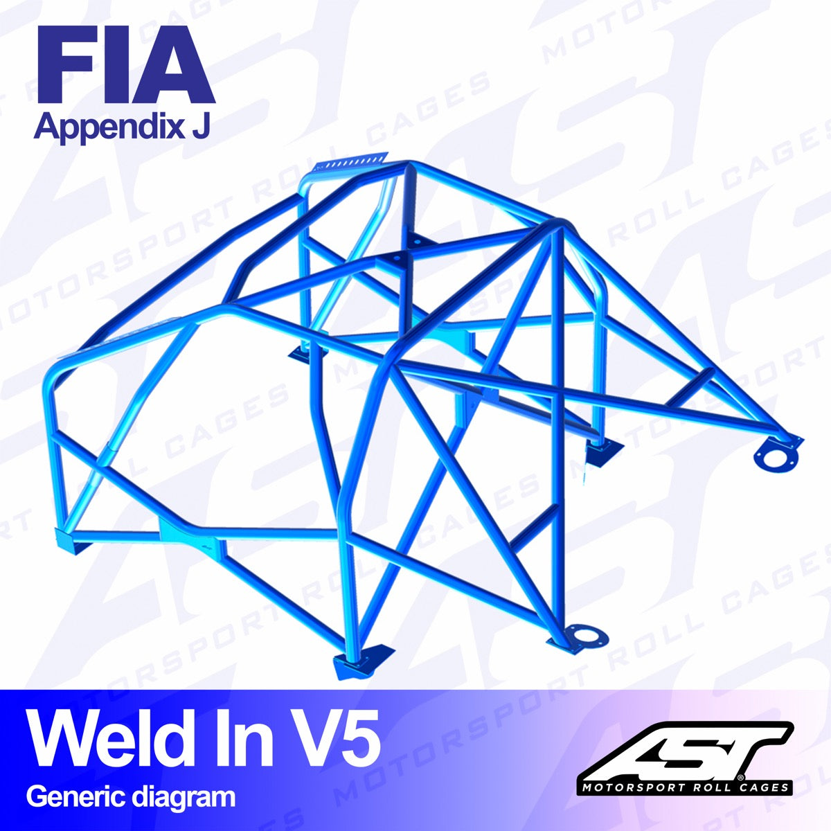 AST Rollcages V5 Weld-In 8-Point Roll Cage for VW Golf 4 3-Door, FWD - FIA
