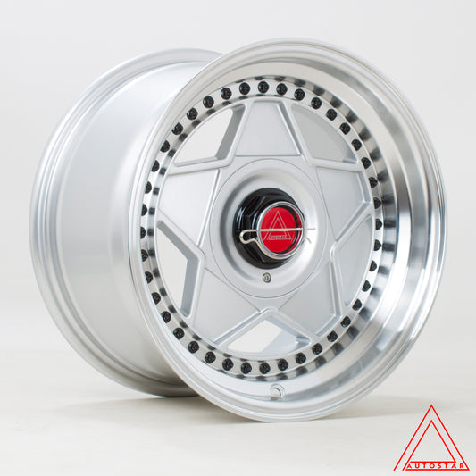 Autostar Centro 15x8.25" 4x100/108 ET20, Silver, Polished Lip