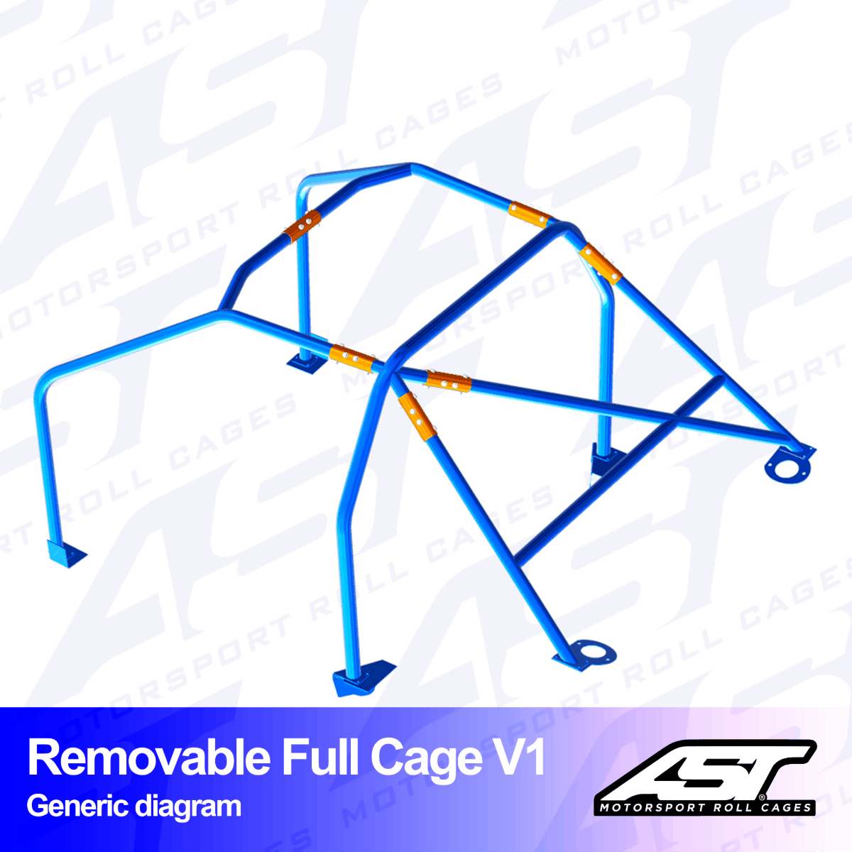 AST Rollcages V1 Removable Bolt-In 6-Point Roll Cage for Ford Fiesta MK3 - 3-Door