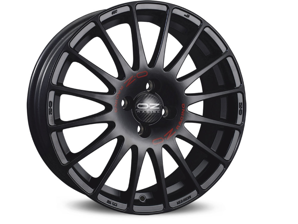OZ Superturismo GT 17x7" 4x100 ET35, Flat Black, Red Lettering