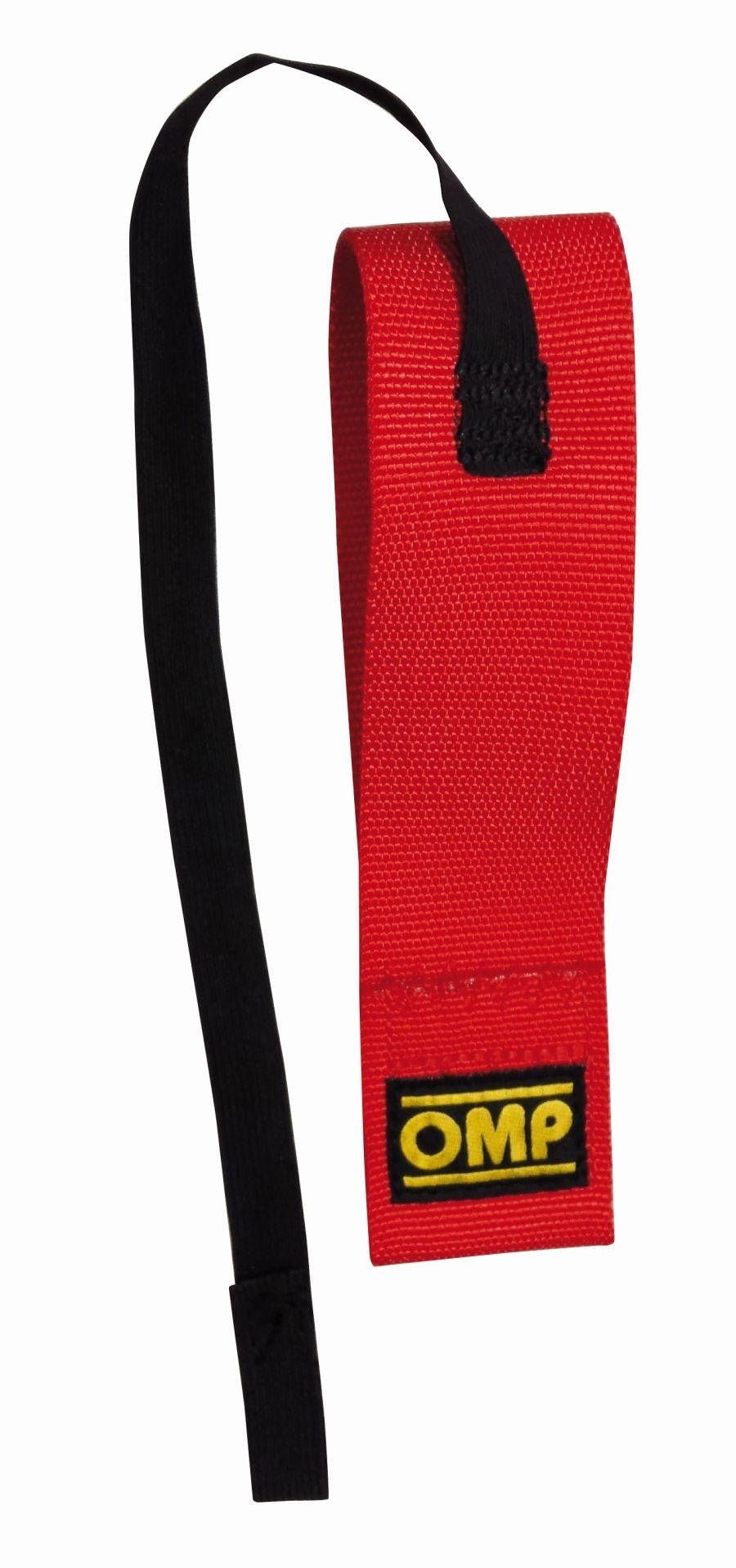 OMP Tow Hook 2" Strap Red with Elastic