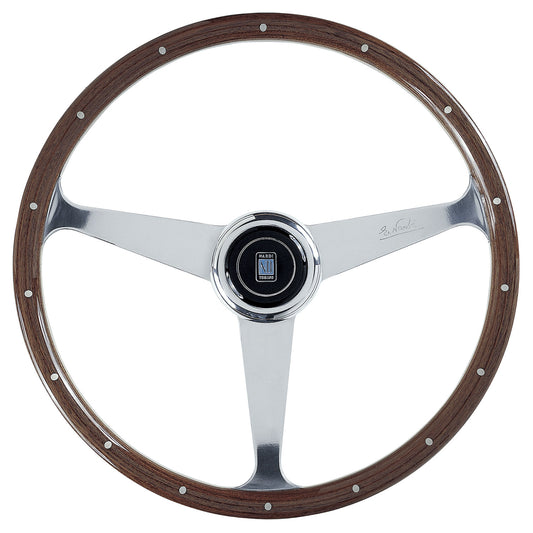 Nardi "Anni 50" Steering Wheel, Wood, Chrome Spokes, 45 mm Dish, Ã38 cm