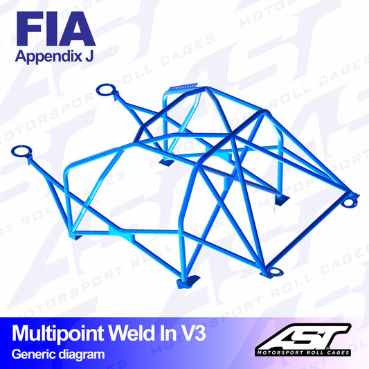 AST Rollcages V3 Weld-In 10-Point Roll Cage for Ford Escort MK3 & MK4 - 3-Door  - FIA