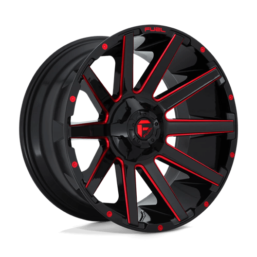 Fuel D643 Contra 22.0x10" 8x165.1 ET-18, Gloss Black & Red