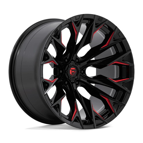 Fuel D823 Flame 22x12" 6x139.7 ET-44, Gloss Black Milled, Candy Red