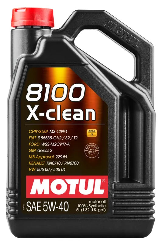 Motul 5W40 8100 X-Clean Engine Oil (VAG, Renault Sport, Ford, GM Dexos 2) 5L