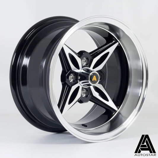 Autostar Kanji 14x8" 4x114.3 ET-5, Black, Polished Lip