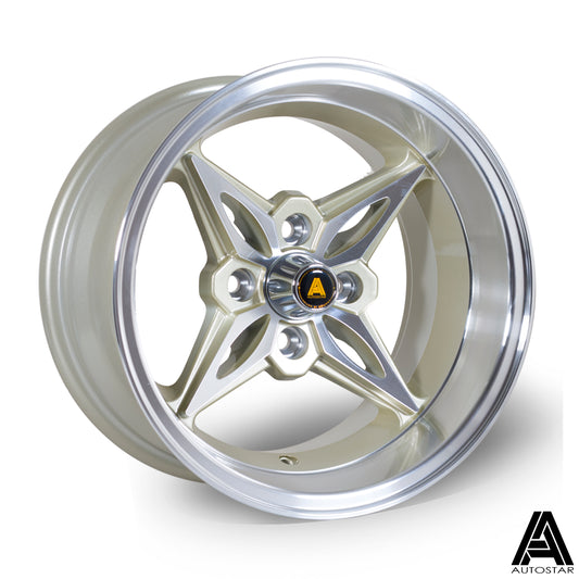 Autostar Kanji 14x8" 4x114.3 ET-5, Gold, Polished Lip