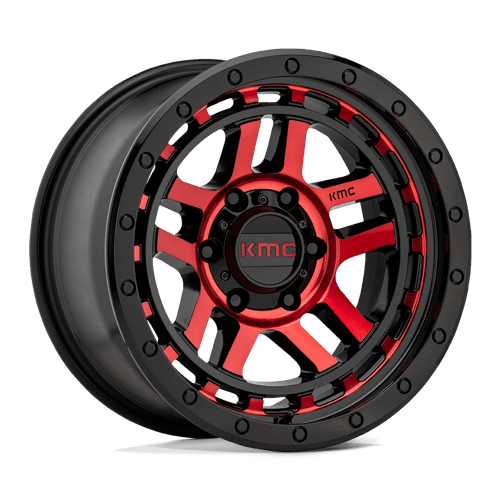 KMC KM540 Recon 17x8.5" 6x139.7 ET18, Gloss Black Machined, Red Tint