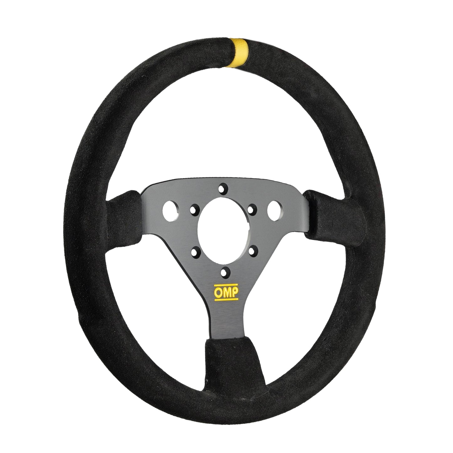 OMP 320 ALU Steering Wheel (Flat), Black Suede, Black Spokes