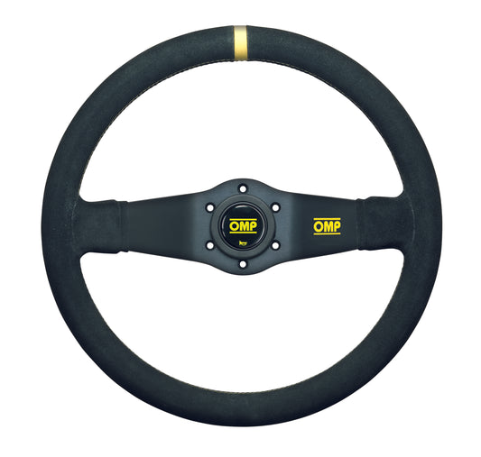 OMP Rally Steering Wheel (95mm Dish), Black Suede, Black Spokes