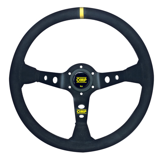 OMP Corsica 330 Steering Wheel (95mm Dish), Black Suede, Black Spokes