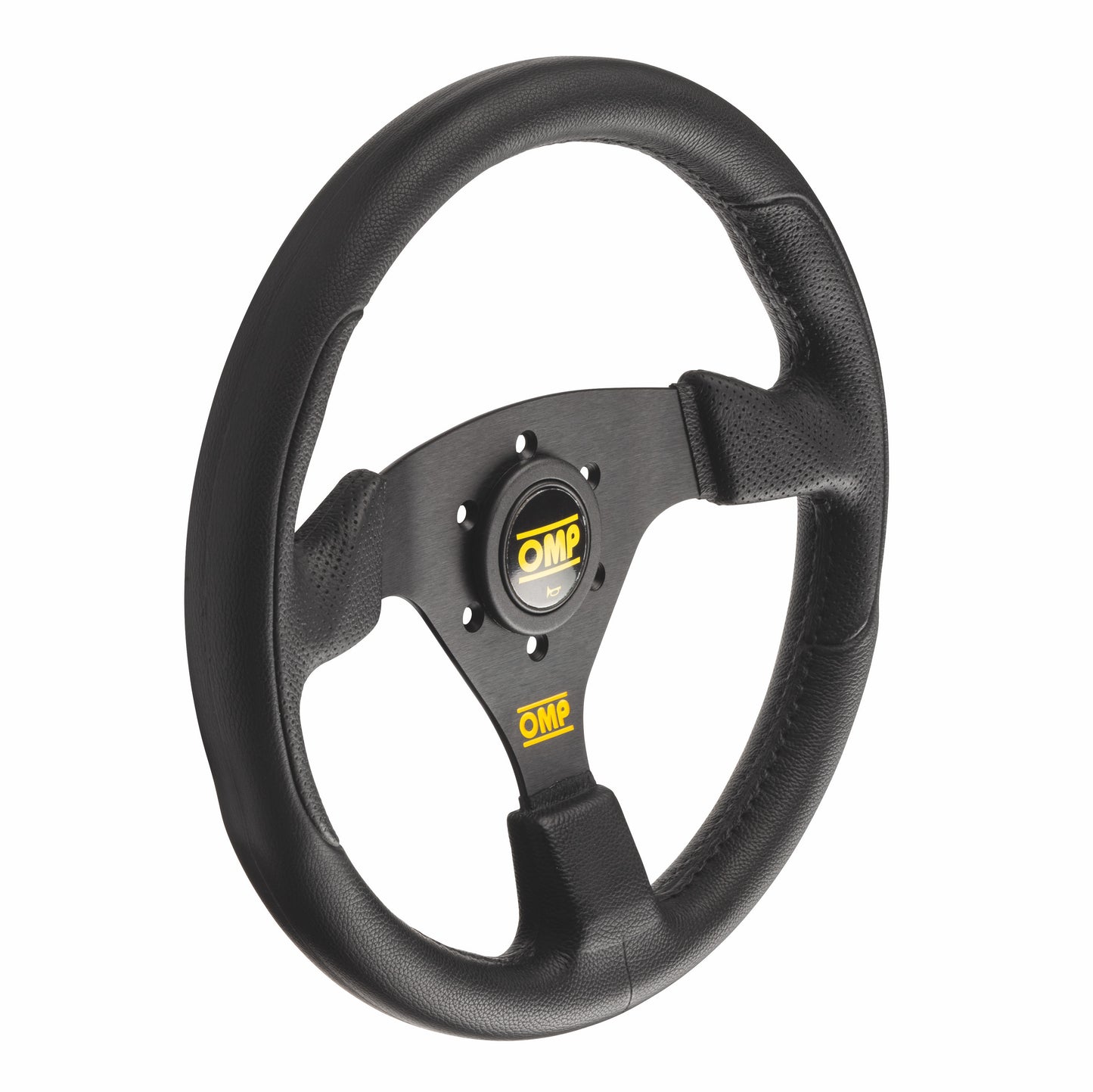 OMP Racing GP Steering Wheel (Flat), Black PU, Black Spokes