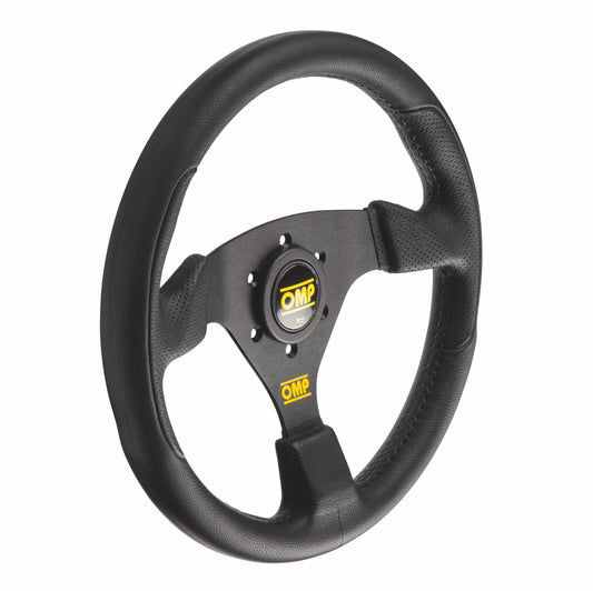 OMP Racing GP Steering Wheel (Flat), Black PU, Black Spokes