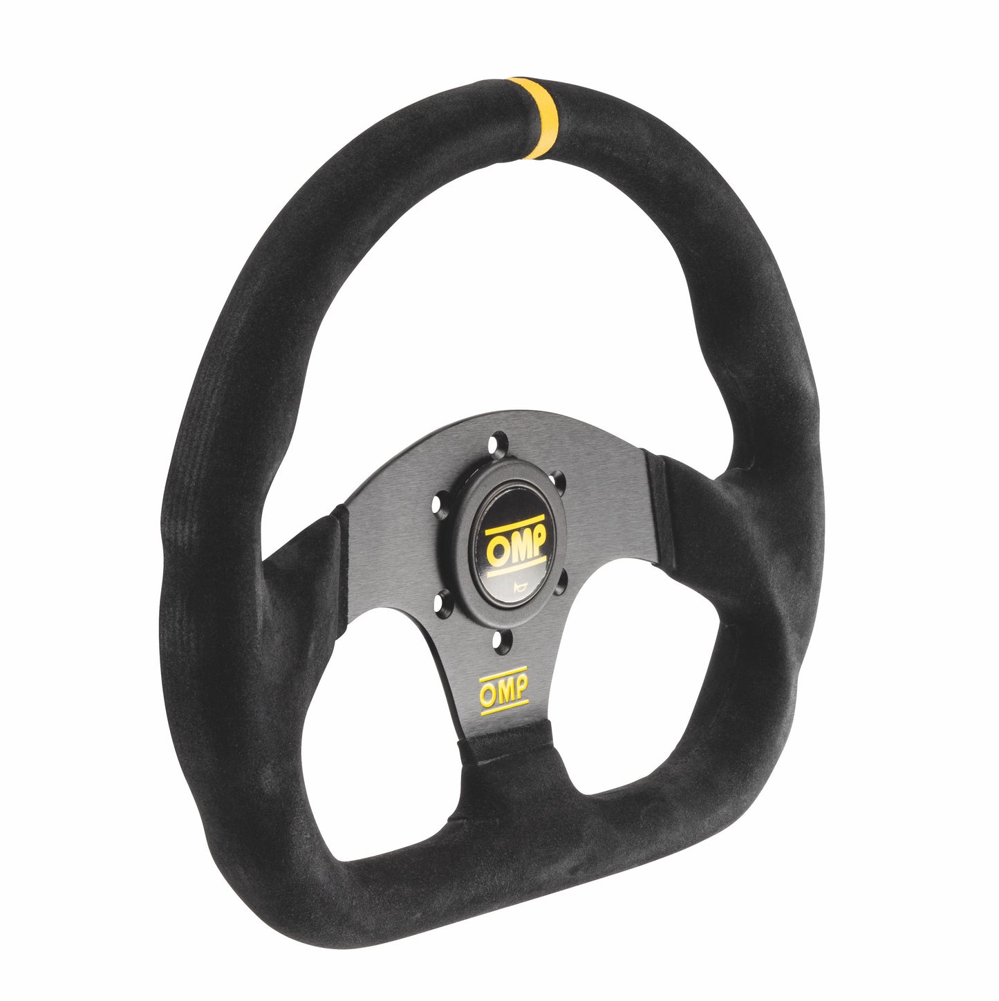 OMP Superquadro Steering Wheel (Flat), Black Suede, Black Spokes
