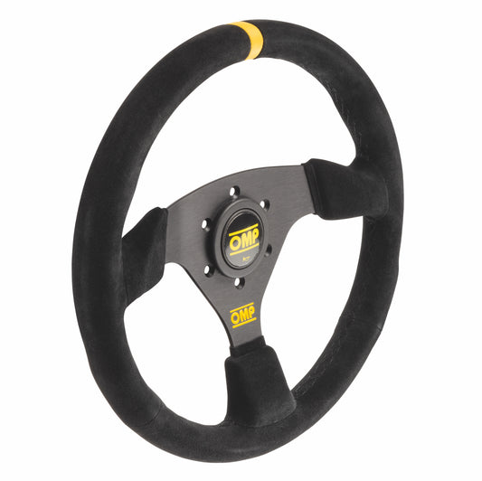 OMP Targa Steering Wheel (Flat), Black Suede, Black Spokes