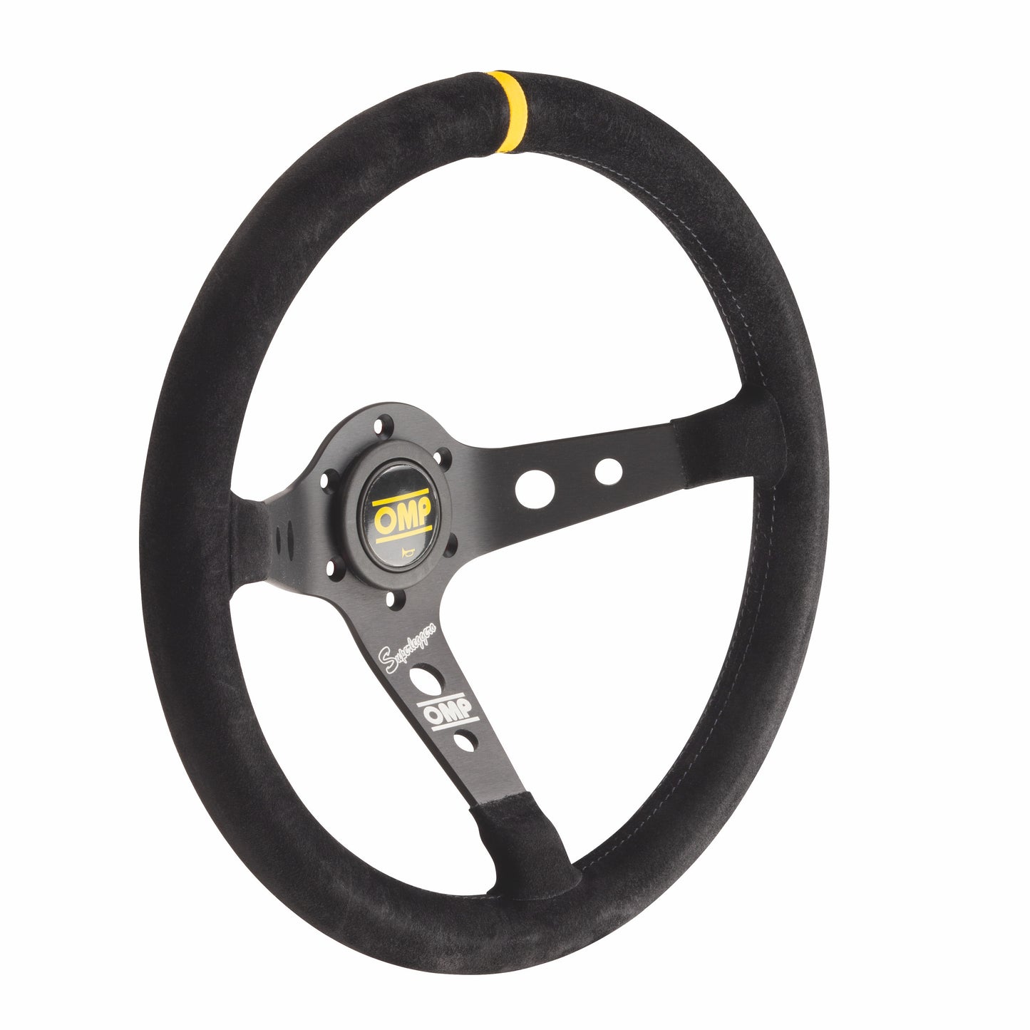 OMP Corsica Superleggero Steering Wheel (95mm Dish), Black Suede, Black Spokes