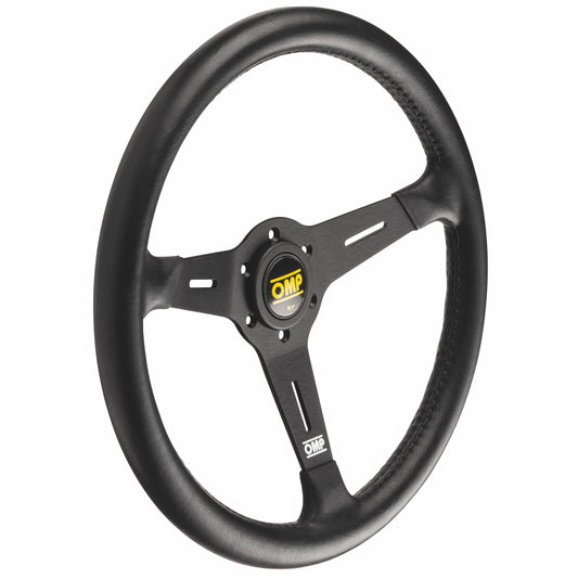 OMP Sand Steering Wheel (Flat), Black PU, Black Spokes