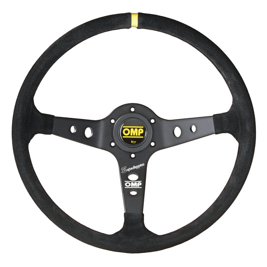 OMP Corsica OV Superleggero Steering Wheel (95mm Dish), Black Suede, Black Spokes