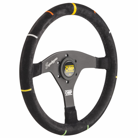 OMP Recce Steering Wheel (Flat), Black Suede, Black Spokes