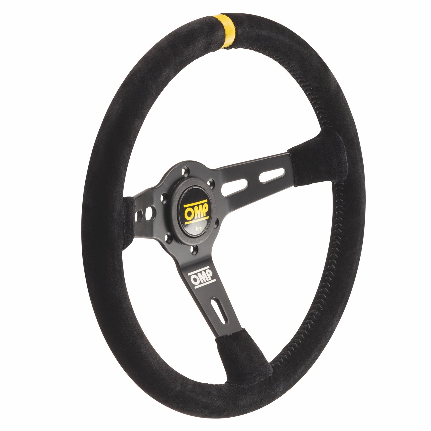 OMP RS Steering Wheel (70 mm Dish), Black Suede, Black Spokes