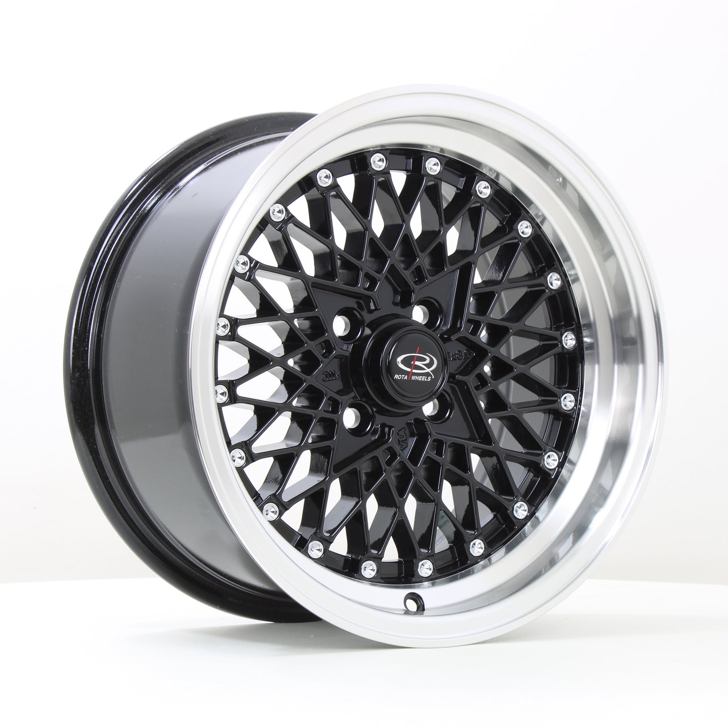 Rota OS Mesh 15x8" 4x100 ET20, Gloss Black, Polished Lip