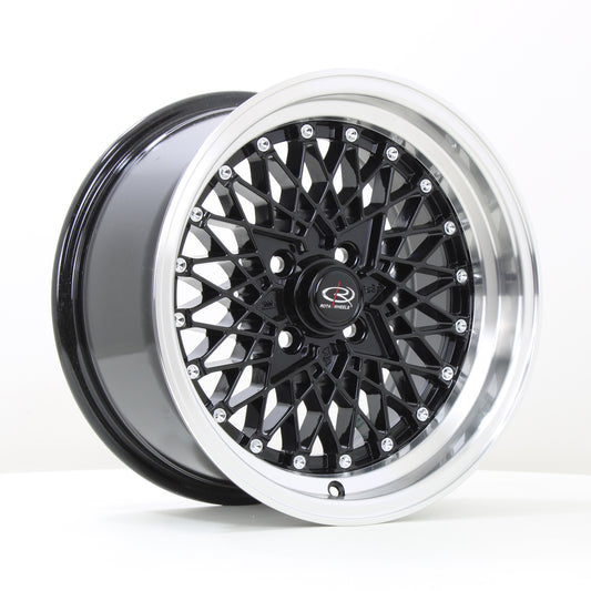 Rota OS Mesh 15x8" 4x100 ET20, Gloss Black, Polished Lip