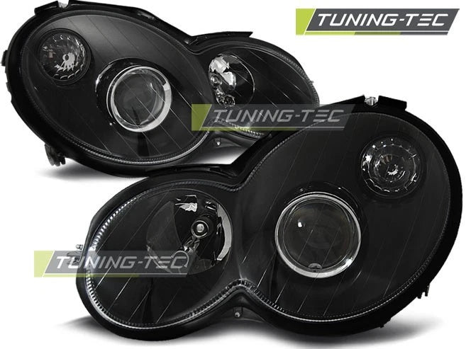 COPPIA FARI FANALI ANTERIORI MERCEDES CL203 CLASSE C 2000-2004 NERI