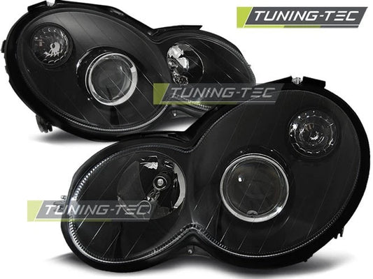 COPPIA FARI FANALI ANTERIORI MERCEDES CL203 CLASSE C 2000-2004 NERI